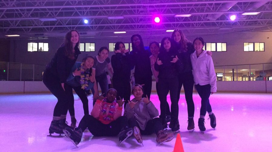 Sophomores enjoy ice skating, one of the many activities available at Sprinker during Mountain Day.