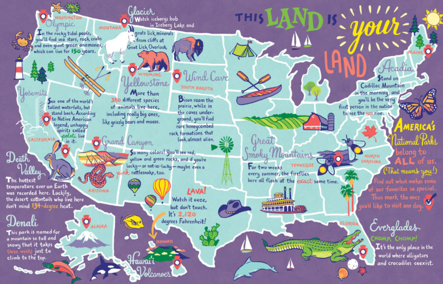 national parks map for the girls magazine Kazoo