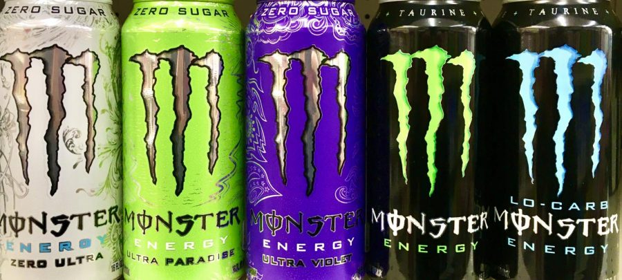 A can of Monster contains 57g of sugar and 169mg of caffeine— more than 2 1/2 cups of espresso.