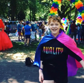 Emily Muehlenkamp attended Portland Pride on a float with her family in 2019.